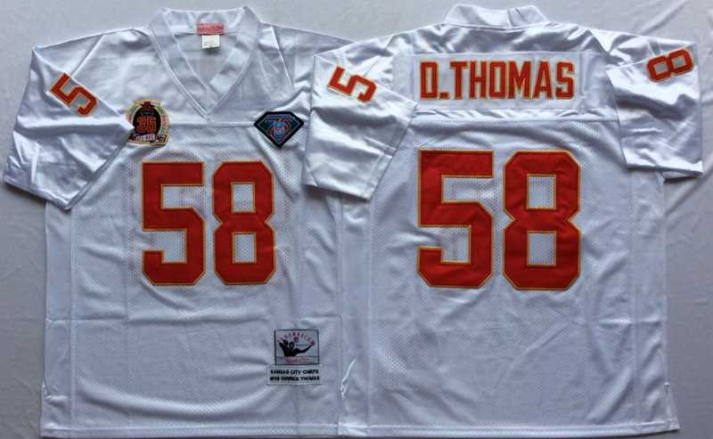 Chiefs 58 Derrick Thomas White M&N Throwback Jersey->nfl m&n throwback->NFL Jersey